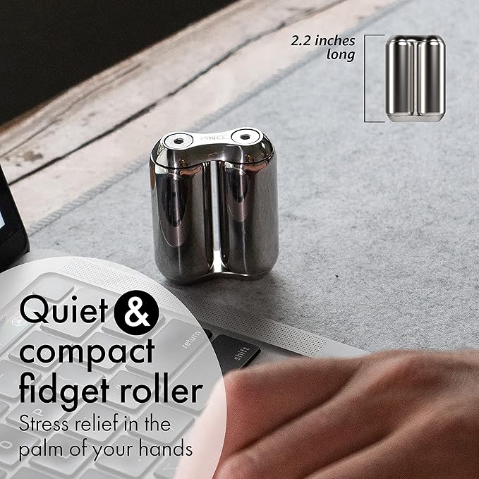 ONO Roller - Handheld Fidget Toy for Adults | Help Relieve Stress, Anxiety, Tension | Promotes Focus, Clarity | Compact, Portable Design (Mini Size/Stainless Steel, Steel)