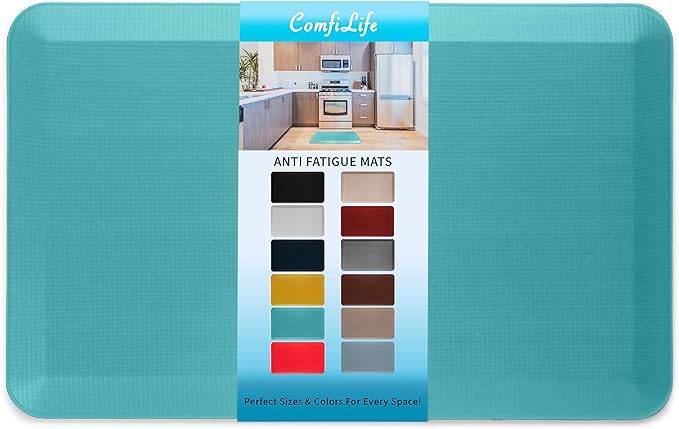 ComfiLife Anti Fatigue Floor Mat – 3/4 Inch Thick Perfect Kitchen Mat, Standing Desk Mat – Comfort at Home, Office, Garage – Durable – Stain Resistant – Non-Slip Bottom (20" x 39", Teal)