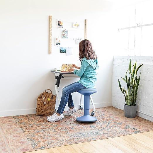 ECR4Kids Sitwell Wobble Stool with Cushion, Adjustable Height, Active Seating, Powder Blue