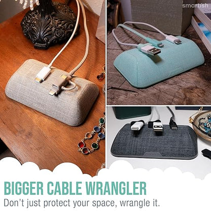 Smartish Magnetic Cord Holder - Bigger Cable Wrangler Organizer with Magnet Clips for Charger Management on Desktop, Nightstand, or Side Table - Holds 6+ Cables - No. 2 Pencil Gray