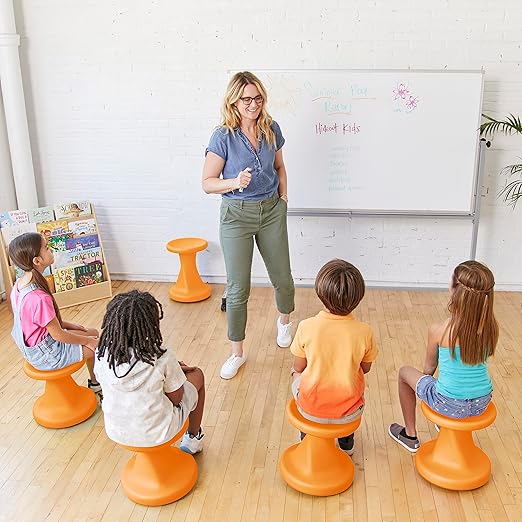 ECR4Kids Twist Wobble Stool, 14in Seat Height, Active Seating, Orange