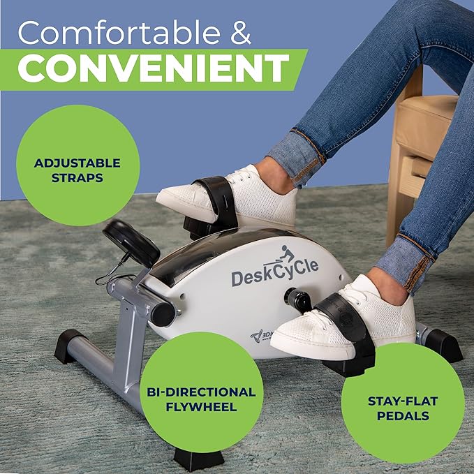 DeskCycle Under Desk Bike Pedal Exerciser - Stationary Bikes for Home & Office - Standard and Adjustable Height Versions