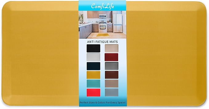 ComfiLife Anti Fatigue Floor Mat – 3/4 Inch Thick Perfect Kitchen Mat, Standing Desk Mat – Comfort at Home, Office, Garage – Durable – Stain Resistant – Non-Slip Bottom (20" x 39", Mustard)