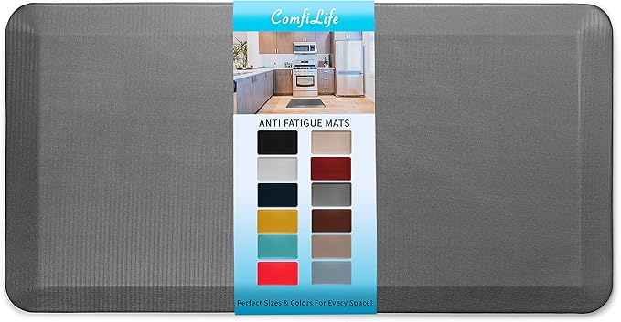 ComfiLife Anti Fatigue Floor Mat – 3/4 Inch Thick Perfect Kitchen Mat, Standing Desk Mat – Comfort at Home, Office, Garage – Durable – Stain Resistant – Non-Slip Bottom (24" x 70", Charcoal)