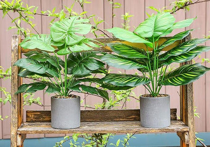 2 pcs 16" Fake Plants Medium Artificial Plants in Pots Faux Plants Indoor for Home Office Bedroom Desk Kitchen Windowsill Sage Green Decor