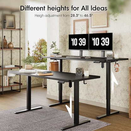 Monomi Electric Standing Desk, 71 x 31.5 inches Height Adjustable Desk, Ergonomic Home Office Sit Stand Up Desk with Memory Preset Controller (Black Top/Black Frame)