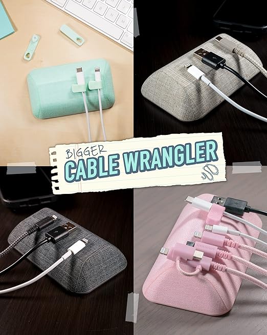 Smartish Magnetic Cord Holder - Bigger Cable Wrangler Organizer with Magnet Clips for Charger Management on Desktop, Nightstand, or Side Table - Holds 6+ Cables - I'm Blushing