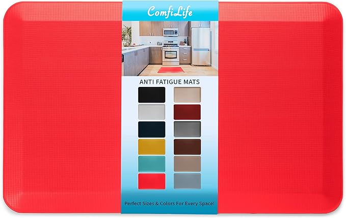 ComfiLife Anti Fatigue Floor Mat – 3/4 Inch Thick Perfect Kitchen Mat, Standing Desk Mat – Comfort at Home, Office, Garage – Durable – Stain Resistant – Non-Slip Bottom (20" x 32", Scarlet Orange)