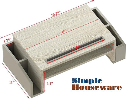 Simple Houseware Desk Monitor Stand Riser with Adjustable Organizer tray, Maple