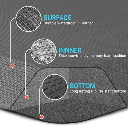 FEATOL Anti Fatigue Mat Floor Mat, Extra Thick Standing Office Desk Mat Memory Foam Cushioned Anti Fatigue Ergonomic Kitchen Mats Comfort Standing Pad NOT PVC 9/10 Inch Thick (20" x 39", Gray)