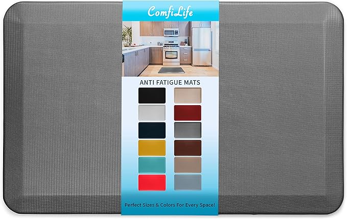 ComfiLife Anti Fatigue Floor Mat – 3/4 Inch Thick Perfect Kitchen Mat, Standing Desk Mat – Comfort at Home, Office, Garage – Durable – Stain Resistant – Non-Slip Bottom (20" x 32", Charcoal)